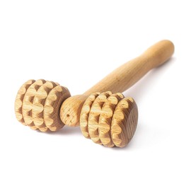 Tuuli Accessories T-shape massager massage roller with handle maderotherapy derma roller face massager body massage made of wood