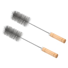 PATIKIL 15" Chimney Cleaning Wire Brush,2 Pcs Tent Wood Burning Stove Pipe Cleaning Brush with Stainless Steel Bristles for Fireplace Wood Burning Stove Tent Dryer Pipes (2.5" Dia)