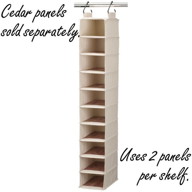 Household Essentials Hanging Shoe Organizer, 10 Wide Cubbies with Cedarline