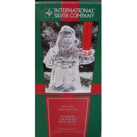 Christmas 24% Lead Crystal Santa Clause Taper Candle Holder