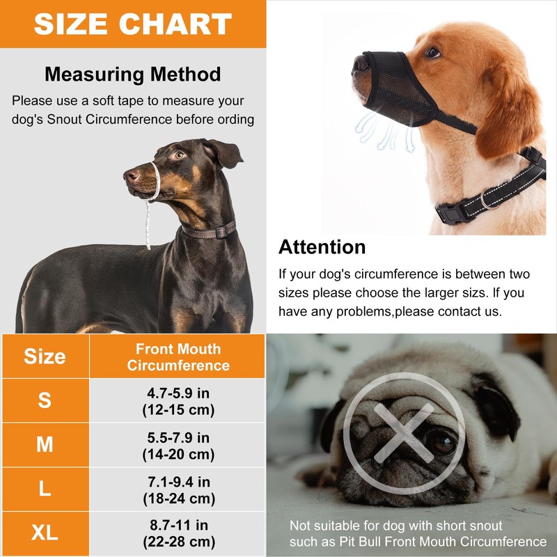 Yingphia Dog Muzzle, Soft Mesh Muzzle for Small Medium Large