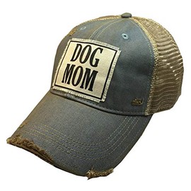 VINTAGE LIFE Baseball Cap for Women Funny Trucker Hat Cute Distressed Ball Caps (Dog Mom, Sky Blue)