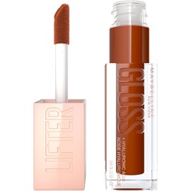 Maybelline Lifter Gloss Brillo Labial de Larga Duración con Ácido Hialurónico, Aspecto más Voluminoso y Brillo Hidratante Hasta por 4 Horas, con Aplicador XL, Tono Caramel, 5.4 ml