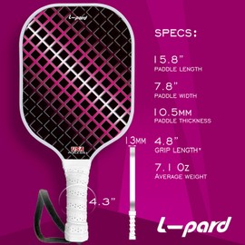 Pickleball Paddles,Fiberglass Surface Pickleball Set with 2 Pickleball Rackets and 4 Pickleballs, Pickleball Paddle Set and Pickle Ball Set for Men, Women, Kids, Adults (Grid Pink)