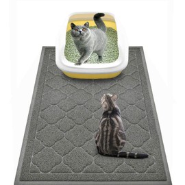 WePet Cat Litter Mat Jumbo, Kitty Litter Trapping Mess Mat Premium Durable Soft PVC Rug, No Phthalate, Urine Waterproof, Washable, Scatter Control, Litter Box Pad