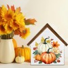 Pumpkin Decor - Fall Pumpkins House Shaped Wood Block Sign