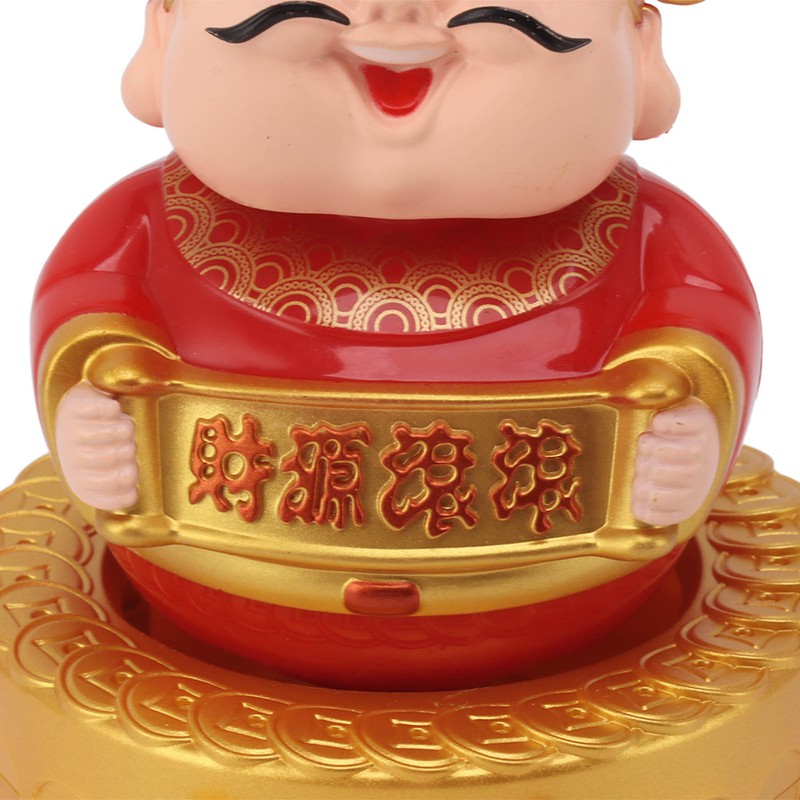 Cai Shen Statue Solar Power Shaking Head Vivid Decorative Chinese