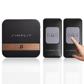 SIMPLIT "611A" Wireless Bell - Front Door Bell, Wireless Doorbell Set 200 m Range, IP44 Outdoor Waterproof, 4 Tone Levels - 52 Melodies, Ring Doorbell, Set, 1 Plug-In Receiver and 2 Transmitters