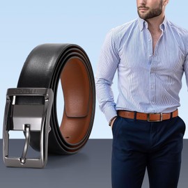 BELTROAD Men's Leather Belt for Jeans, Work, Business & Casual - Black, One Size, 1.3" Width, Alloy Buckle