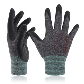 DEX FIT Nitrile Work Gloves FN330, 3 Pairs, 3D-Comfort Stretchy Fit, Firm Grip, Thin & Lightweight, Touch-Screen Compatible, Durable, Breathable & Cool, Machine Washable; Black Grey L (9)