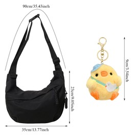 AYNKH Crescent Moon Shoulder Bag for Women, Nylon Shoulder Strap, Adjustable Shoulder Strap, Side Travel Bag for Shopping, Travel(Pendant Hat Blue Chick)