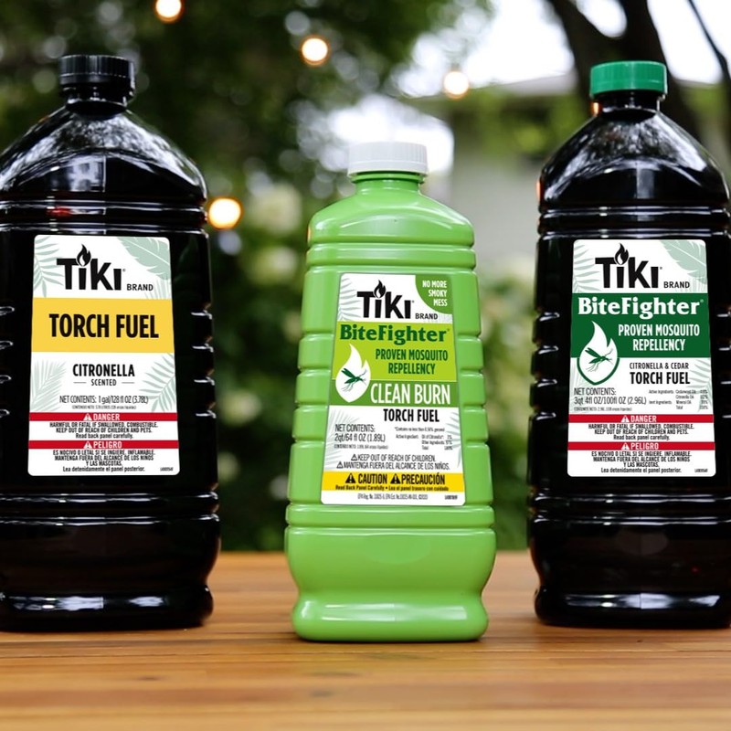 TIKI Citronella Torch Fuel – 3/4 Gallon (100 oz.) 2-Pack,