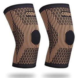 (1 par de rodilleras de cobre para mujeres y hombres - Rodilleras de cobre para dolor de rodilla y soporte - Manga de compresión de fibra de iones de 