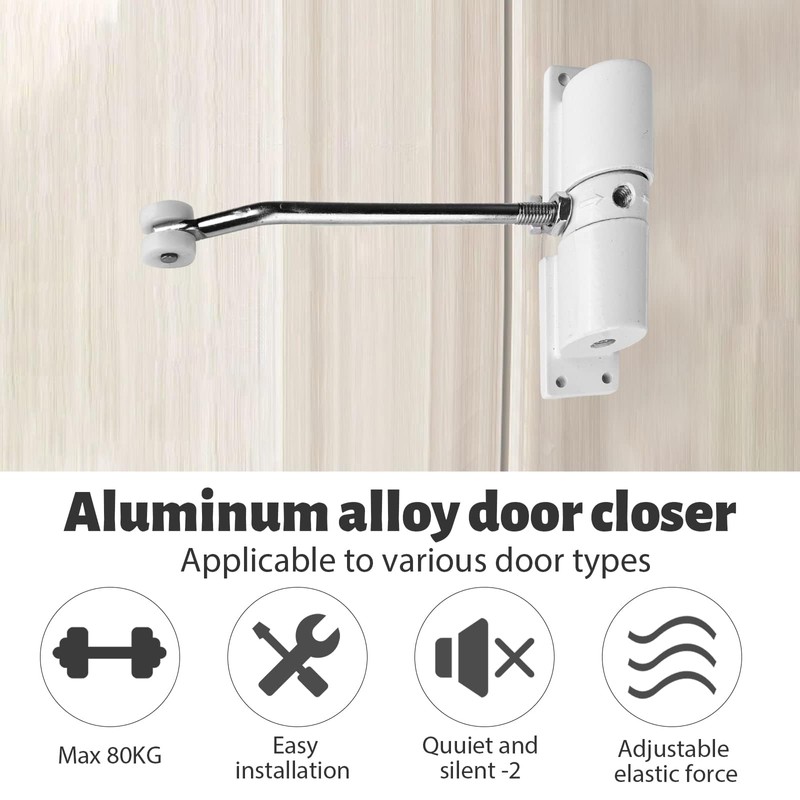 Automatic Door Closer, Zinc Alloy Safety Spring Door Closer Adjustable