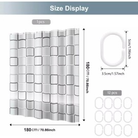 MARZSEFLO Cortina Baño Lavable Tela Impermeable Con Diseño+12 Ganchos