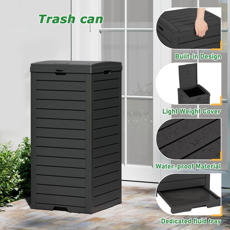 NUNU LAB 31 Gal Outdoor Trash Can with Lid -
