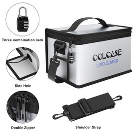 COLCASE Lipo Safe Bag - Fireproof & Explosionproof, Combination Lock, Upgraded Silicone Coated, 11 x 8 x 6.5 in
