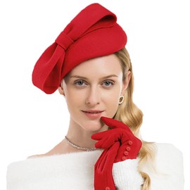 Wool Felt Winter Wedding Ceremony Church Hats for Women Elegant Pillbox Cap Ladies Fascinator Kentucky Party Fedoras Red
