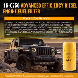 1R-0750 Advanced Efficiency Diesel Engine Fuel Filter,Diesel Engine for Duramax 2001-2016LB7/LML/LMM,1R0750,P551313,BF7633,FF5320,33528