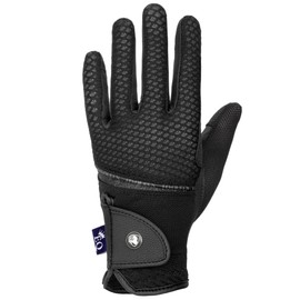 EQUESTRIAN QUEEN Savaii Breathable Riding Gloves - Lightweight & Flexible, Perfect for Sports, Touch Screen Compatible (Black, XS)