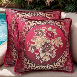 SZHELEJIAM Cushion Cover 48 x 48 cm, Set of 2 - European Style, Luxurious Jacquard Fabric with Hidden Zip, Soft Cushion Cover for Sofa, Bed, Living Room