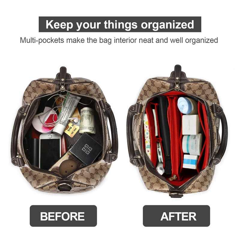 OMYSTYLE Purse Organizer Insert for Handbags, Felt Bag Organizer for