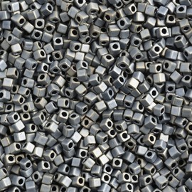 Miyuki Square/Cube Beads 1.8mm Silver Gray AB Matte Metallic APX 20 Gram Vial Japanese Glass Beads