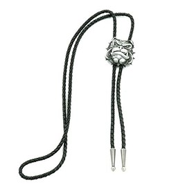 British Bull Dog Head Western Leather Bolo Neck Tie