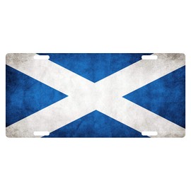 Fast Service Designs Scotland Flag License Plate St Andrew's Cross Patriotic Emblem Dirty Version