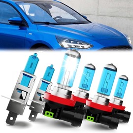 SPBRTBUB Headlights Bulbs compatible with Ford Focus 2012-2018 Lights, H1 High Beams + H11/H9/H8 Low Beam Halogen Headlights and H11 Fog Light, 6 PCS