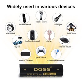 MLGBDC 21700 Rechargeable Battery, 3.7 Volt 5000mAh Flat Top 21700 Li-ion Battery for Flashlight (2 Pack, 21700 Battery Charger)