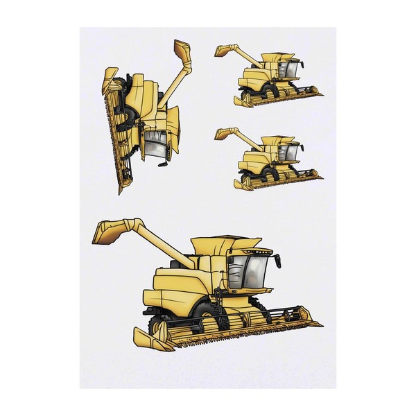 4 x 'Combine Harvester' Temporary Tattoos - Water Resistant, Skin-Safe,