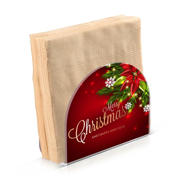 Merry Christmas Poinsettia Red Napkin Holder Acrylic Napkin Holders for