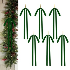 Velvet Christmas Bow for Christmas Tree 23.6x15.7Inch Long Ribbon Bows Holiday Ornaments for Staircase Fireplace and Door