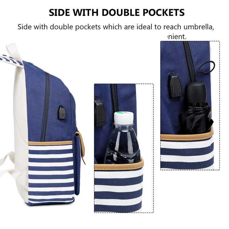 goldwheat - Mochila de lona para niñas, con puerto de