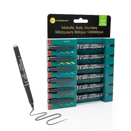MANUSCRIPT Pk 6 Callicreative Metallic Italic Markers, Assorted
