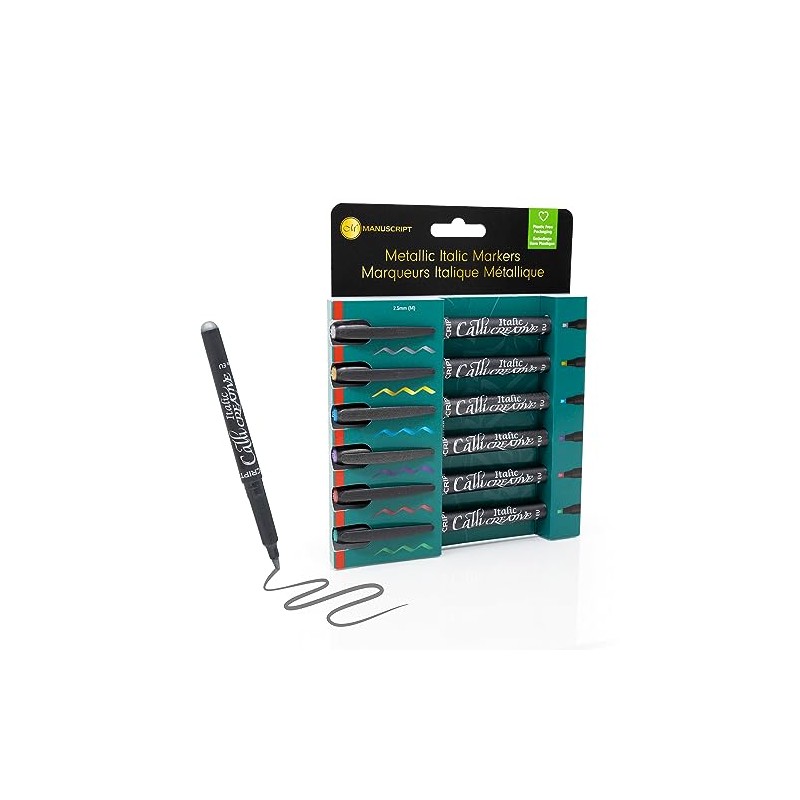 MANUSCRIPT Pk 6 Callicreative Metallic Italic Markers, Assorted