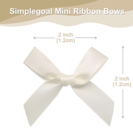 Simplegoal 50 PCS 2" Mini Ribbon Bow Ivory Satin Ribbon Pre-tie Bows for Crafts Gift Wrapping Bakery Candy Bags Hair Wedding Christmas
