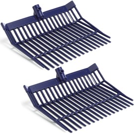 Lasnten Manure Fork Replacement Head, 18 Tines Pitchfork Head with Screws and Nuts, Horse Manure Rake for Picking up Grass and Hay (Navy,2 Pcs)