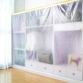 Sinzau 6.6 x 164 feet Dust Sheet Roll, Dust-Proof & Waterproof Shields for Painting, Decorating, Furniture Covering