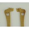 Hand Carved Wood Decorative Rhinoceros Handle Salad Server Set
