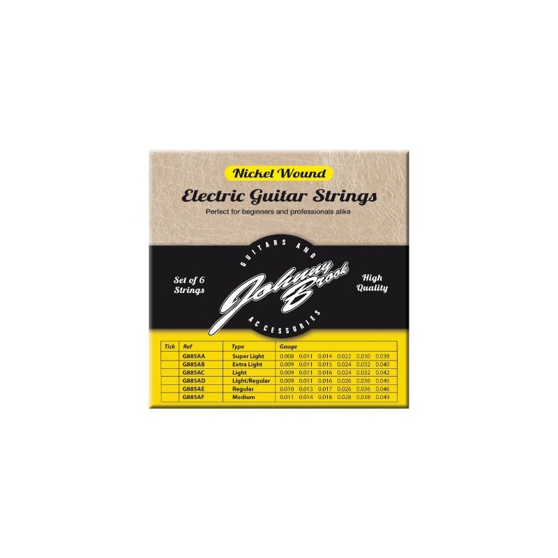 Johnny Brook Set of 6 Nickel Wound Electric Guitar Strings