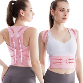GGFSSQ Back Brace Posture Corrector - Upper Back Support Brace - For Women Men, Spine Back Straightener, Thoracic Back Brace, Adjustable Shoulder Back Support Straightener (pink, XL)