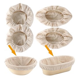 10Pcs Linen Cloth Liner Cover Fit For 8" 9" 10" 11" Round Oval Rattan Bread Proofing Basket Sourdough Bannetons Basket