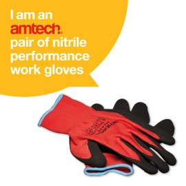 Amtech - Performance Work Gloves for DIY, Gardening, and More, Nitrile Coated for High Abrasion Resistance, Suitable for Dry and Wet Conditions, Durable and Long Lasting (XL, Size 10)