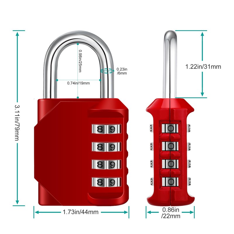 ZHEGE 4-Digit Number Padlock, Lock with Combination Code for Gym