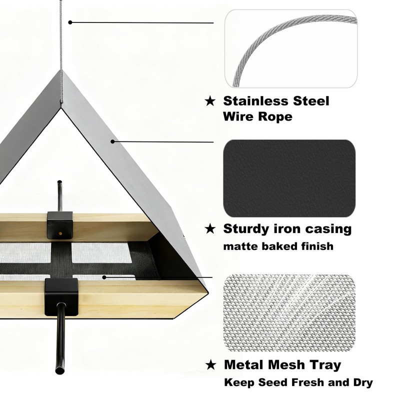 HOSUN Modern Metal Roof Hanging Wild Bird Feeder