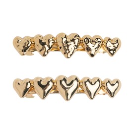 SXQLYH Pack of 2 French Hair Clips Women, Metal Clips, Barrette Hair Clip, Bun Hair Clip, Metal Hair Holder Clips, Minimalist Hair Clips, Decorative Hair Accessories (Golden Heart)