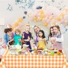WNINK 2 Pack Orange and White Checkered Rectangular Plastic Tablecloths,