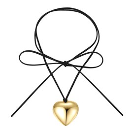 Cubahop Layered Love Choker Necklaces Collar Wax Braided Cord Heart Pendant Necklace Chain Jewellery for Women and Girls